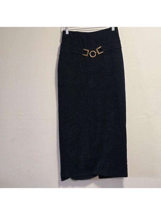 Dresses & Skirts - Vintage Streched Skirt with Brass Accent Color Dark Green Size 7/8